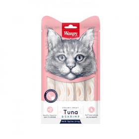 Кремообразно лакомство Wanpy Creamy  Tuna & Shrimps  за котки с риба тон и скариди 5 бр. по 14 гр.